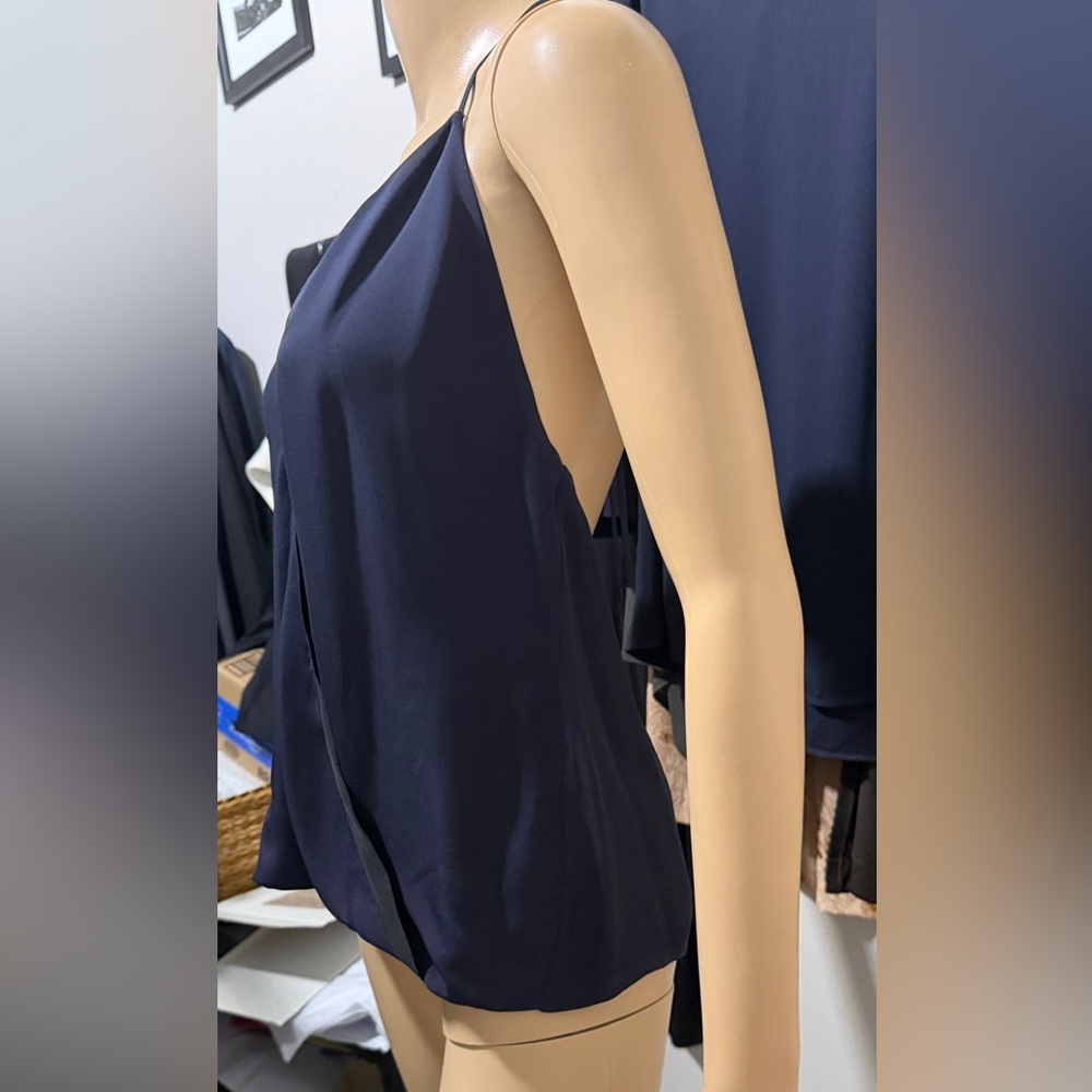 L’AGENCE Silk Versatile Halter Wrap Camisole Navy Draped Top Size S - Picture 7 of 16